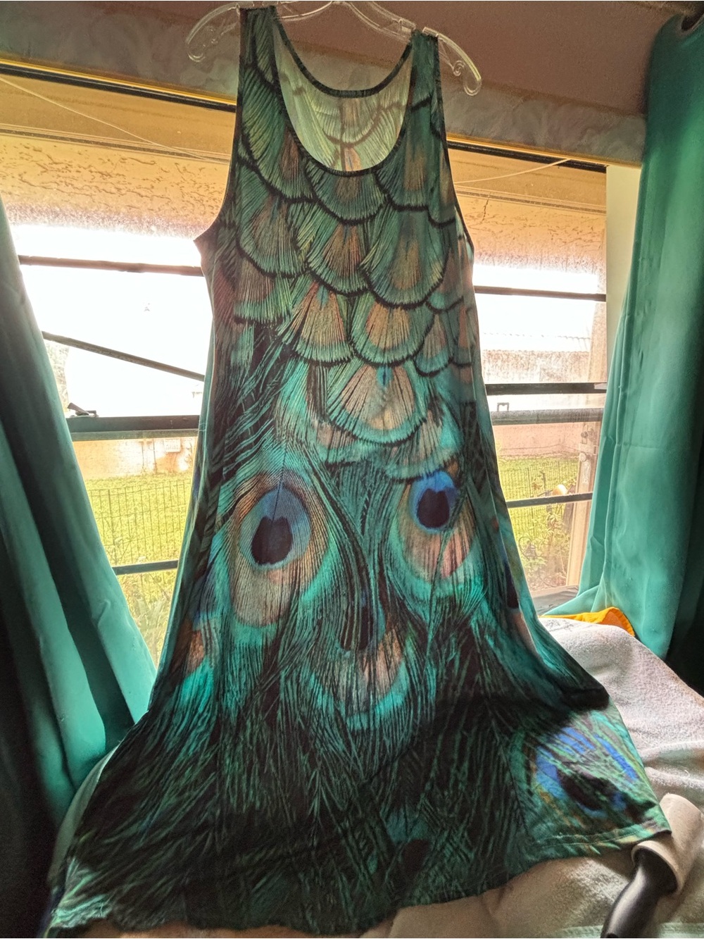 Peacock Feather Print Tank Dress